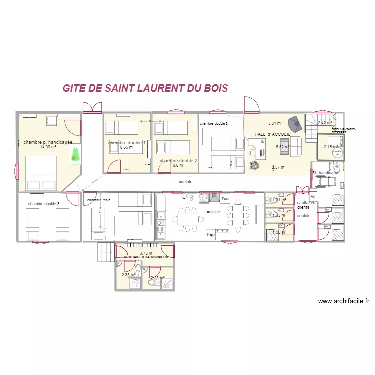gîte de Saint Laurent du Bois. Plan de gîte de Saint Laurent du Bois. Plan de