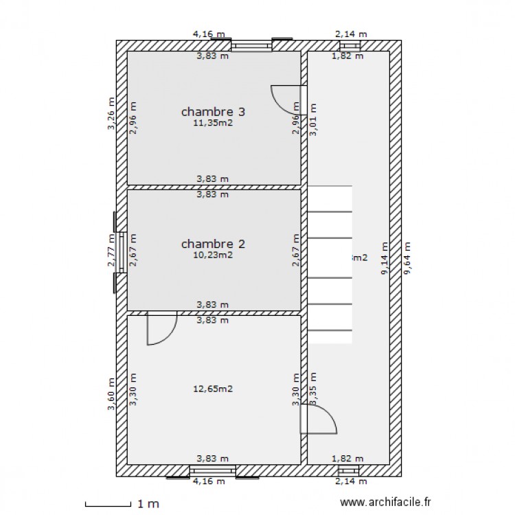 Etage Vizille avant travaux. Plan de 0 pièce et 0 m2