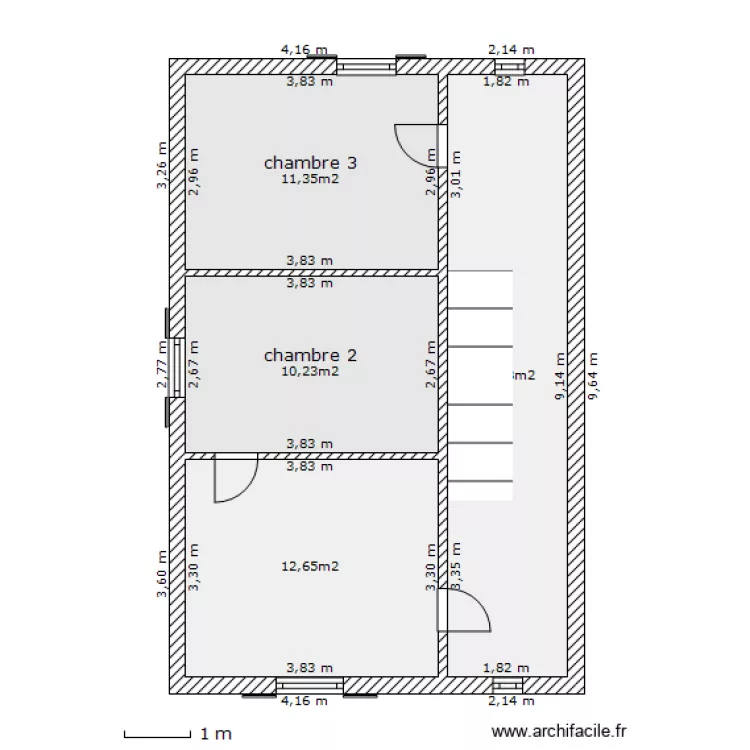 Etage Vizille avant travaux. Plan de 