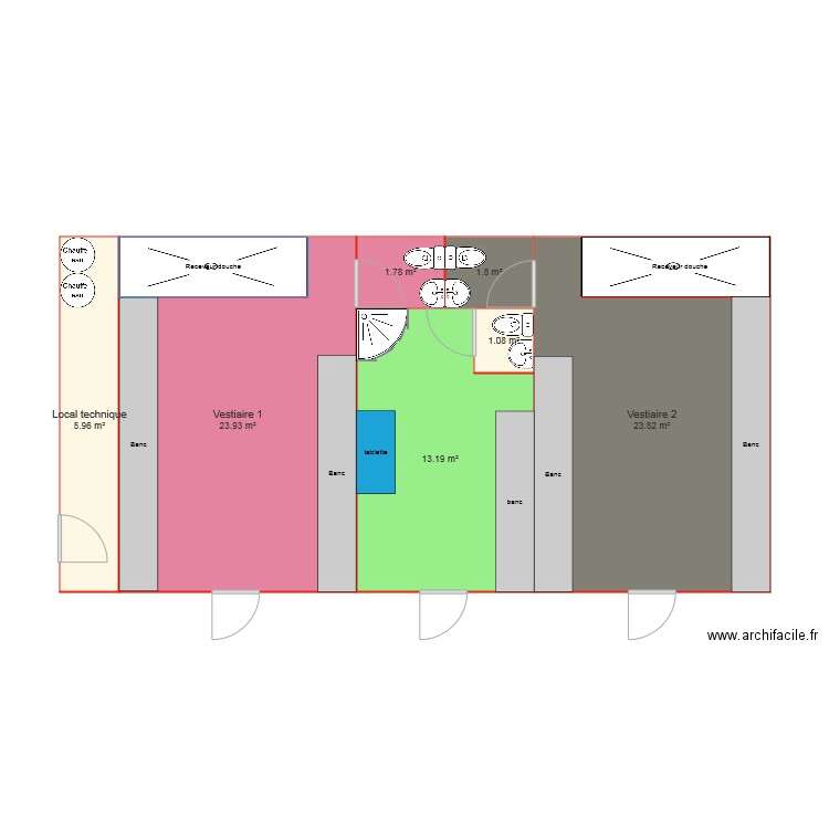 vestiaire 2. Plan de 0 pièce et 0 m2