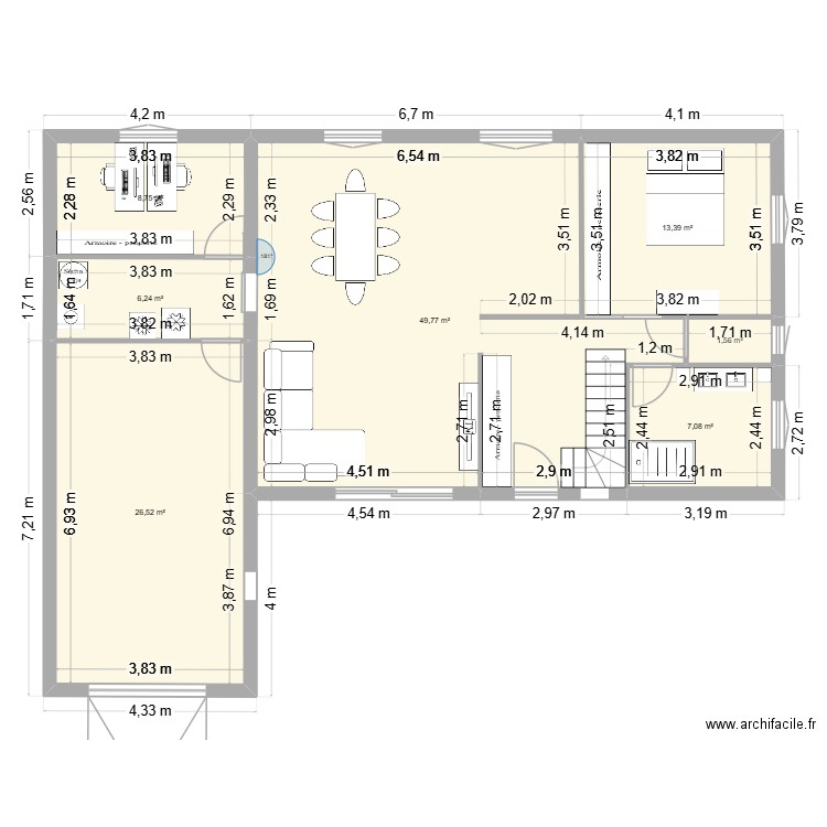 maison pasly. Plan de 7 pièces et 113 m2