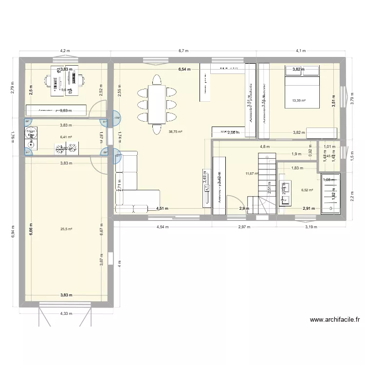 maison pasly. Plan de 8  et 113 m²