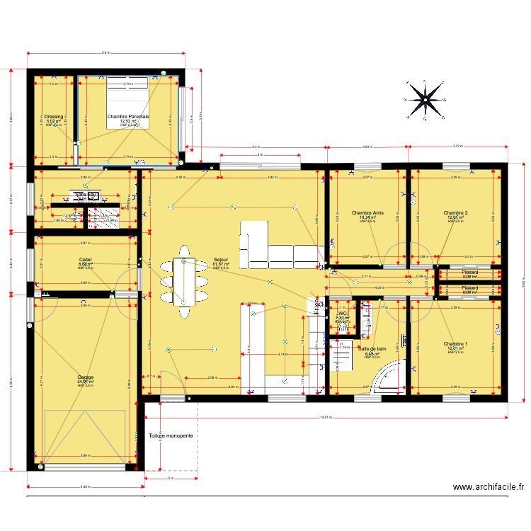 Maison en T 2. Plan de 0 pièce et 0 m2