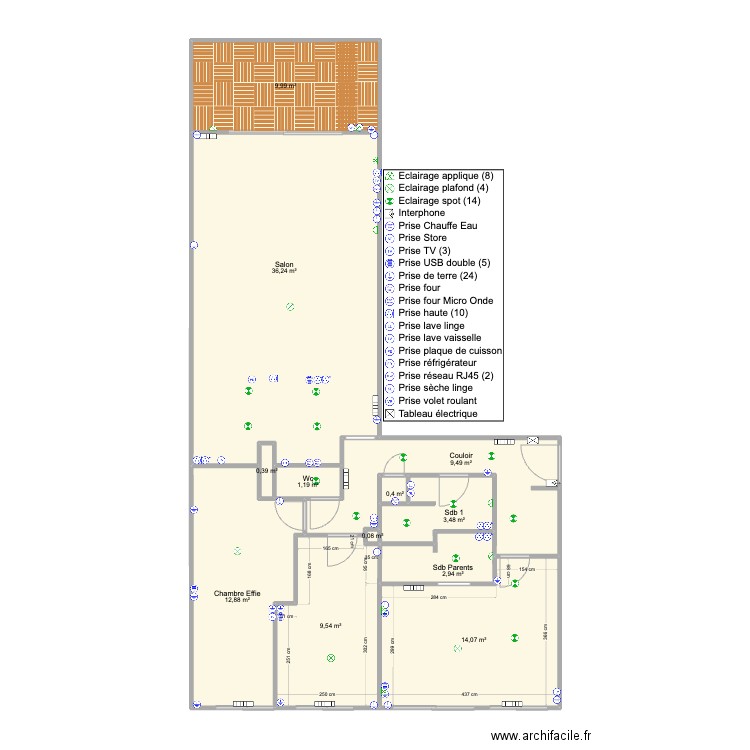 Santa Barbara finale sans meuble sans cotes. Plan de 12 pièces et 101 m2