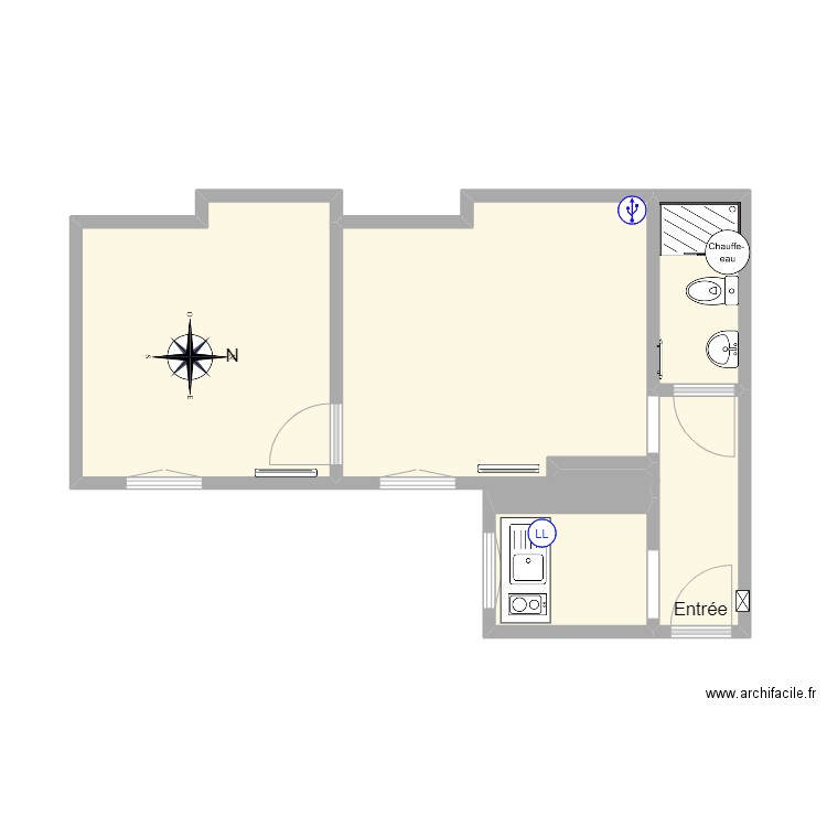 Cardinet 54 B 3ème. Plan de 5 pièces et 33 m2