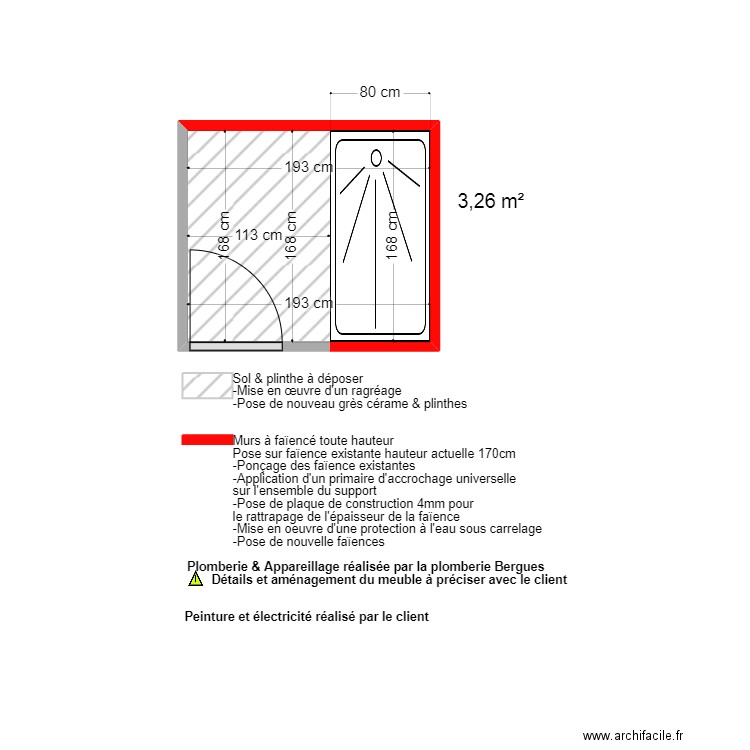 M Coste. Plan de 1 pièce et 3 m2