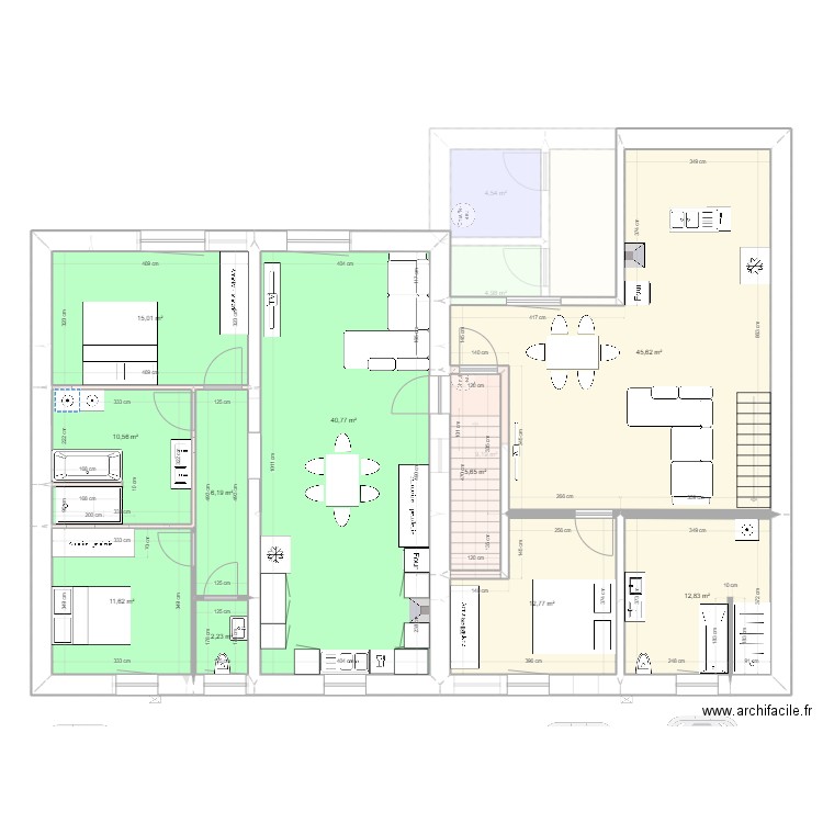 Henriville amenagement test appt 3.4. Plan de 22 pièces et 339 m2