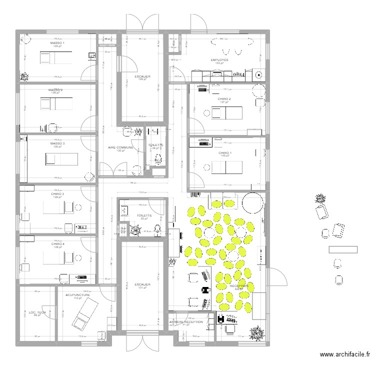 Clinique - Soirée d'ouverture. Plan de 22 pièces et 224 m2