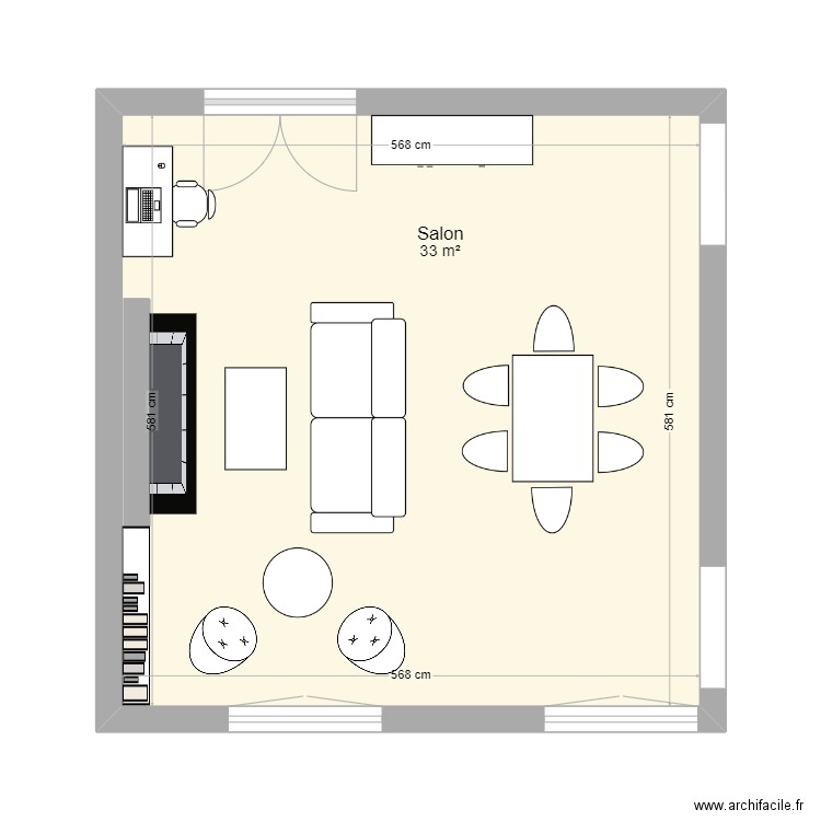 Pynes Living-room. Plan de 1 pièce et 33 m2