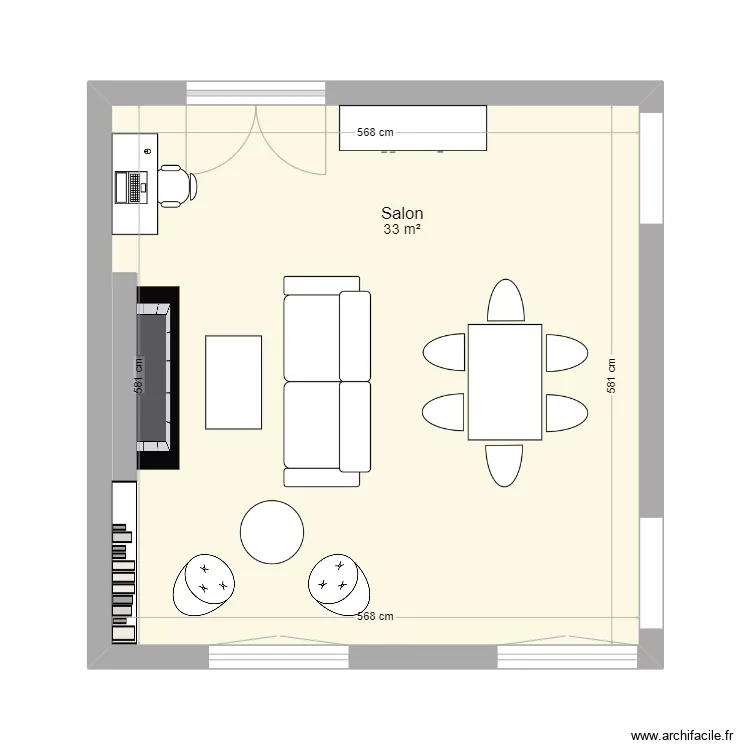 Pynes Living-room. Plan de 