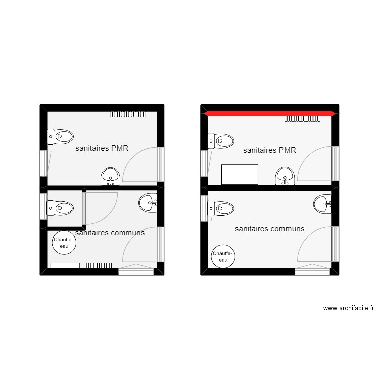 Plans Sanitaires. Plan de 6 pièces et 19 m2