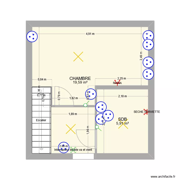 PLAN ETAGE EXTENSION ELEC. Plan de 2 Pièces et 26 m²