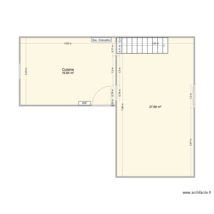 Appart 2 - Villers. Plan de 2 pièces et 44 m2