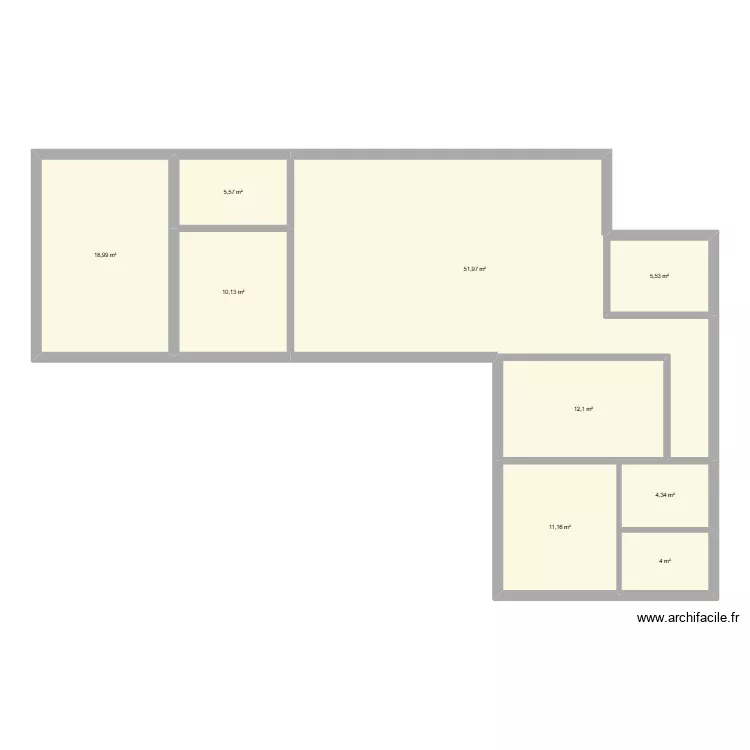L V1. Plan de 9  et 124 m²