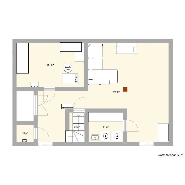 Maison2. Plan de 5 pièces et 65 m2