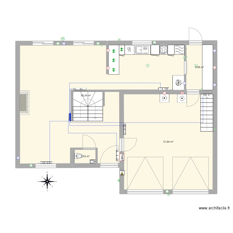 Maison Cormeilles-RDC-RADIATEURS_SANS EXTERIEUR_SANS TERRASSE_V3. Plan de 4 pièces et 91 m2