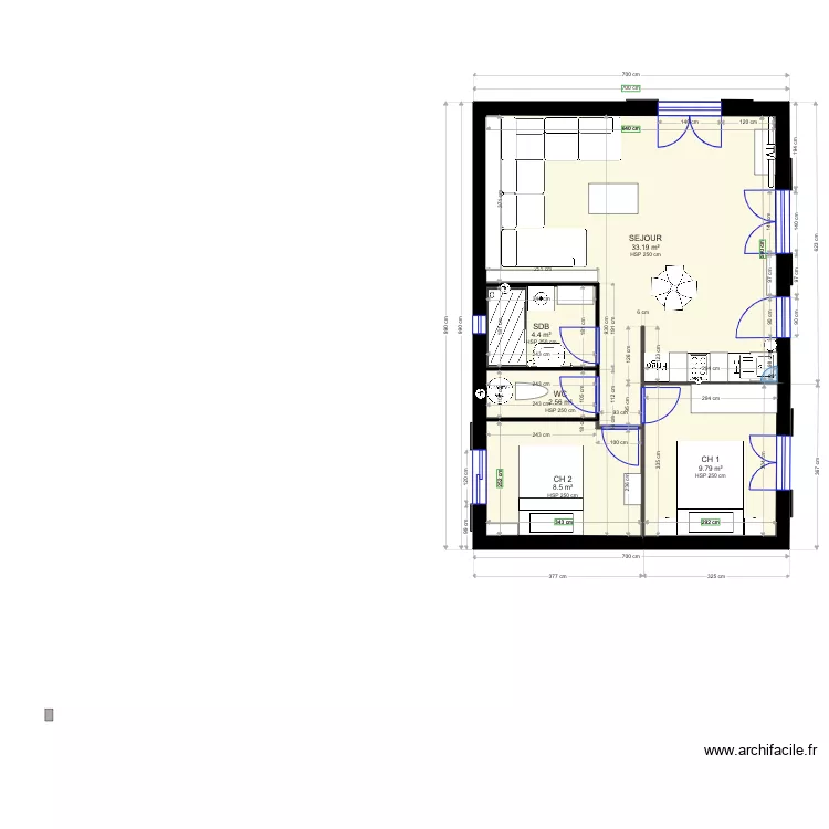 MAISON PLAIN PIED 60 M2 . Plan de 
