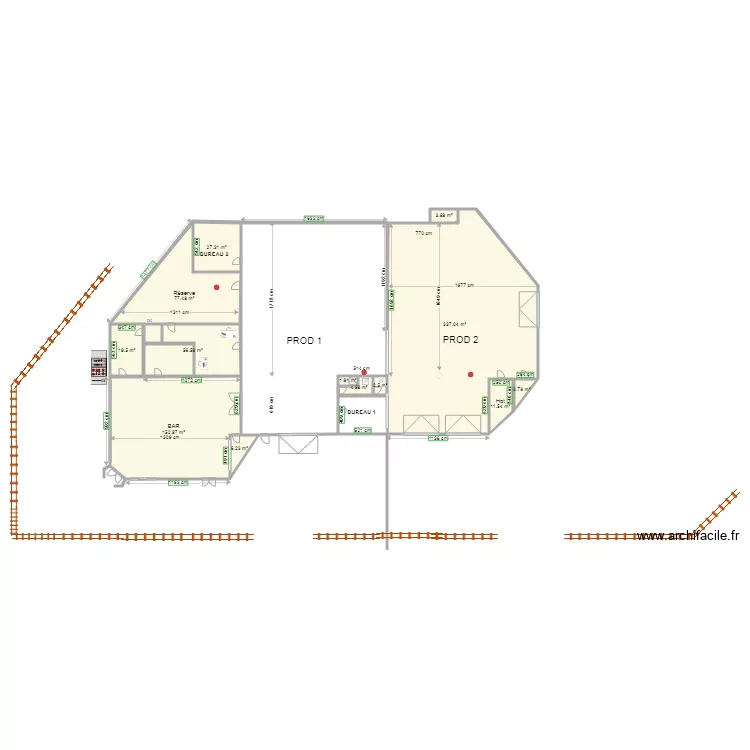 BRASSERIE VIDE avec avaloir. Plan de 