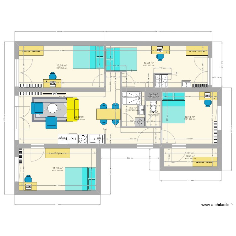 18 Square des Cormiers - Rennes - Projet Colocation_V2_Imad. Plan de 9 pièces et 81 m2