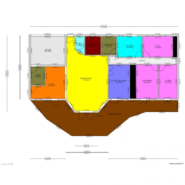 PLEIN PIED. Plan de 0 pièce et 0 m2