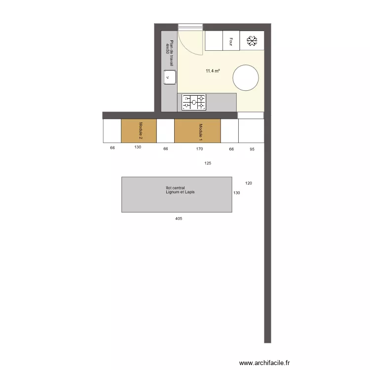 Loft105 Arclinea et arrière cuisine. Plan de Loft105 Arclinea et arrière cuisine. Plan de