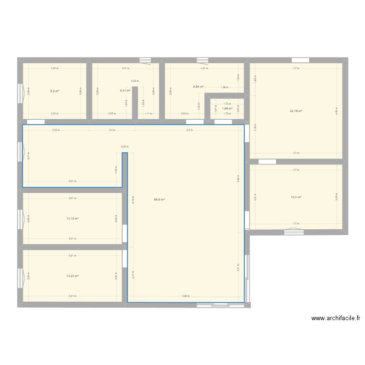 maison 1. Plan de 9 pièces et 163 m2