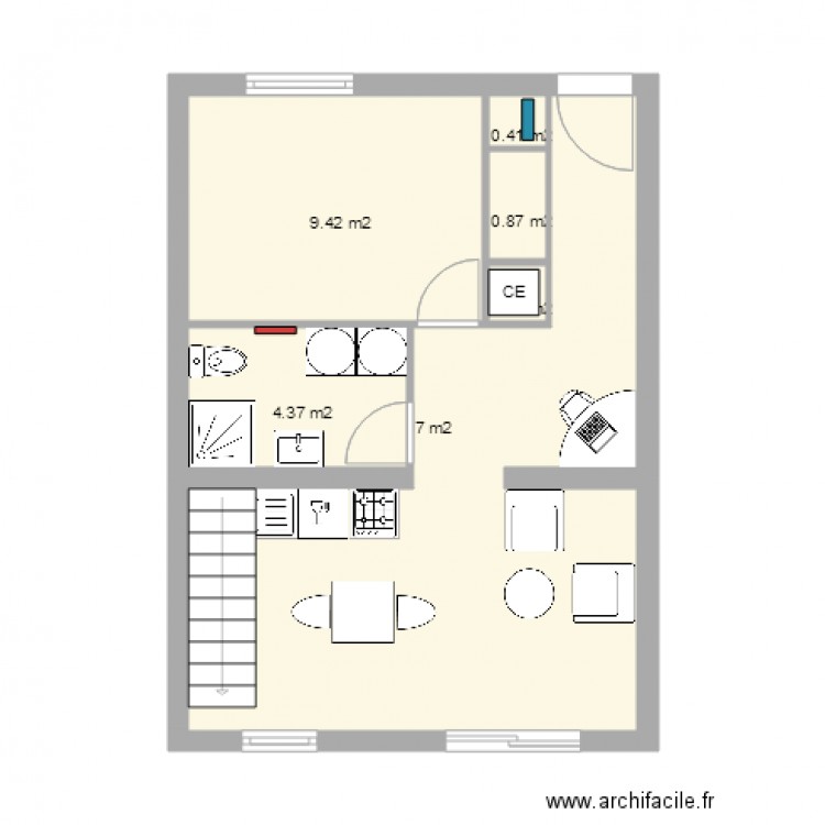 Appart 16C RdC 38m2. Plan de 0 pièce et 0 m2