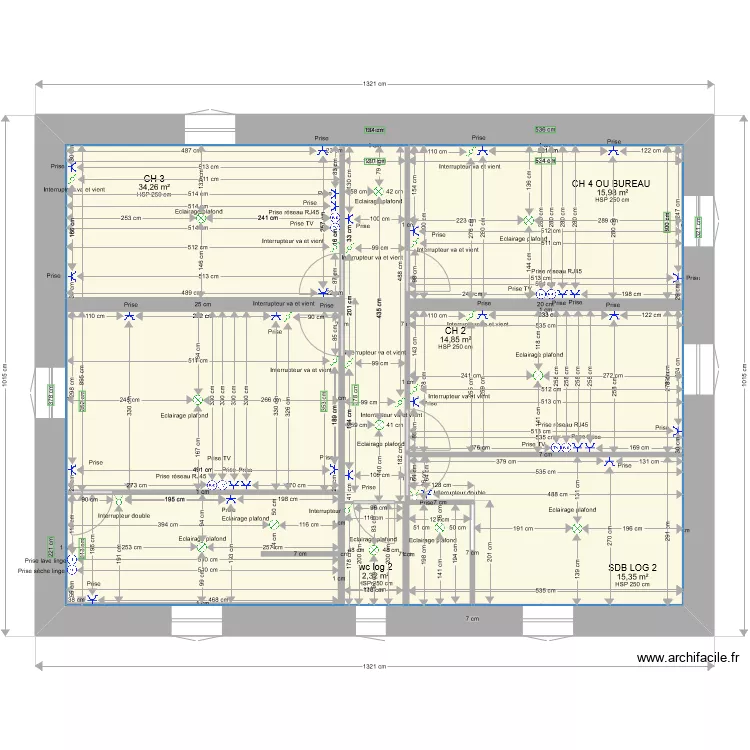 PLAN LACAUNE GABI ETAGE 2 LOG 2 elec1. Plan de 
