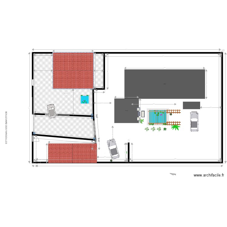 plan de masse projet 3. Plan de 1 pièce et 224 m2