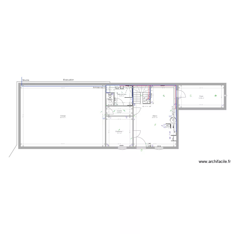 Saint Antheme RDC bis plomberie. Plan de Saint Antheme RDC bis plomberie. Plan de