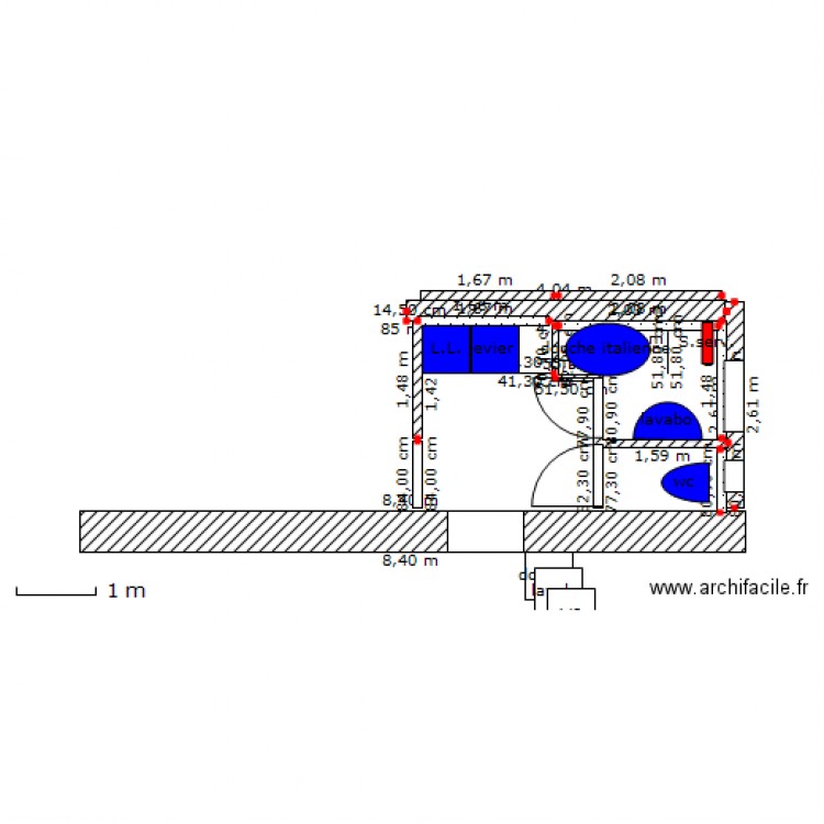 plan BIS salle eau wc lingerie. Plan de 0 pièce et 0 m2