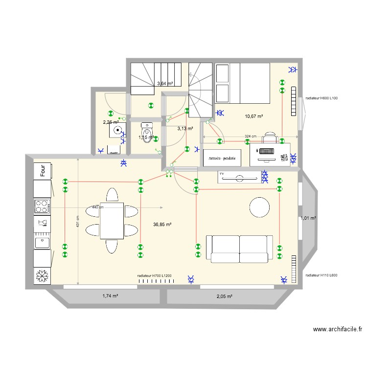 Appart 3eme Soignies 3 chambres. Plan de 9 pièces et 62 m2