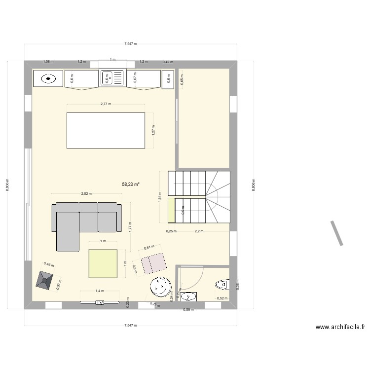 cuisine salon. Plan de 0 pièce et 0 m2