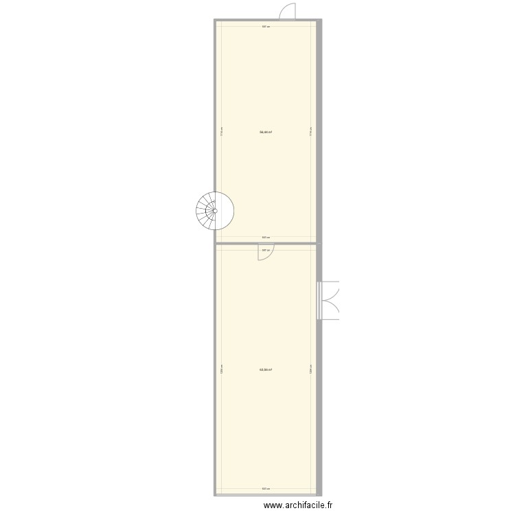 Box KW. Plan de 2 pièces et 120 m2