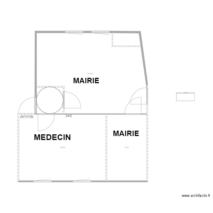 mairie annexe stlo2. Plan de 3 pièces et 50 m2