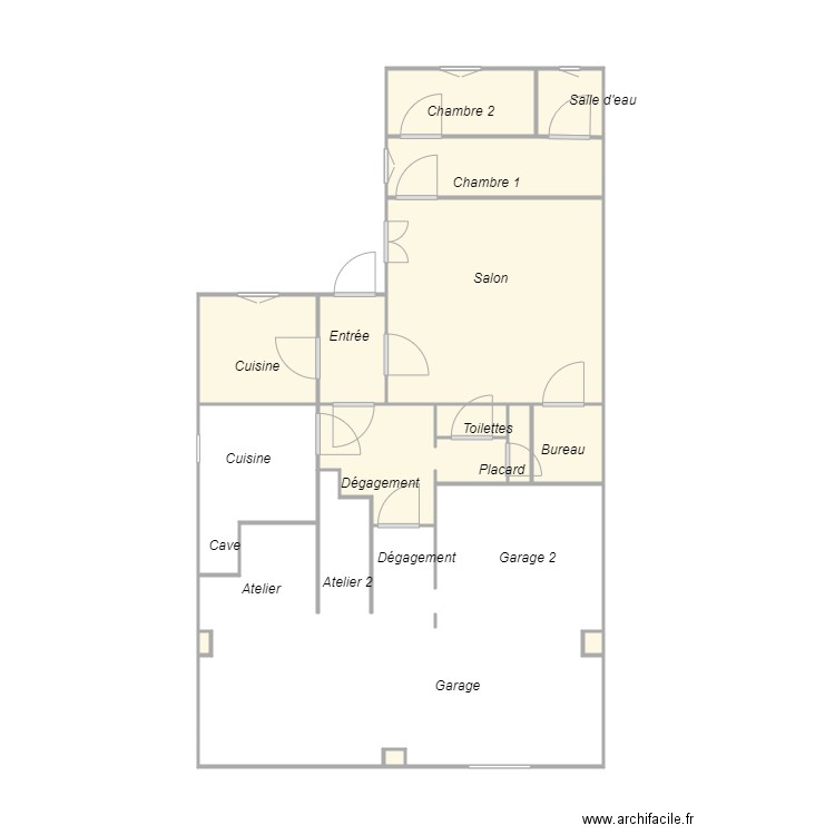 Croquis BERNARD amiante. Plan de 12 pièces et 24 m2