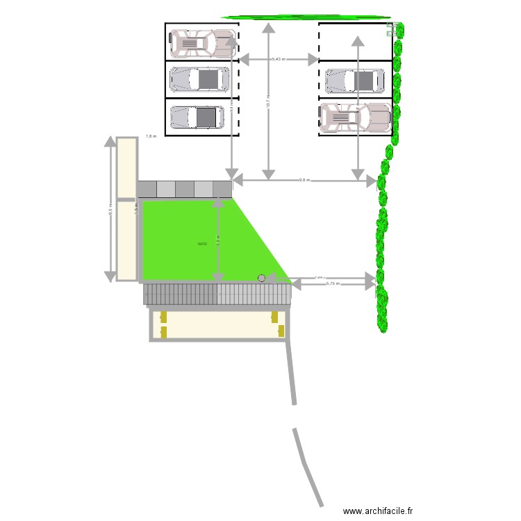 projet  parking Montijo 6 places . Plan de 3 pièces et 72 m2