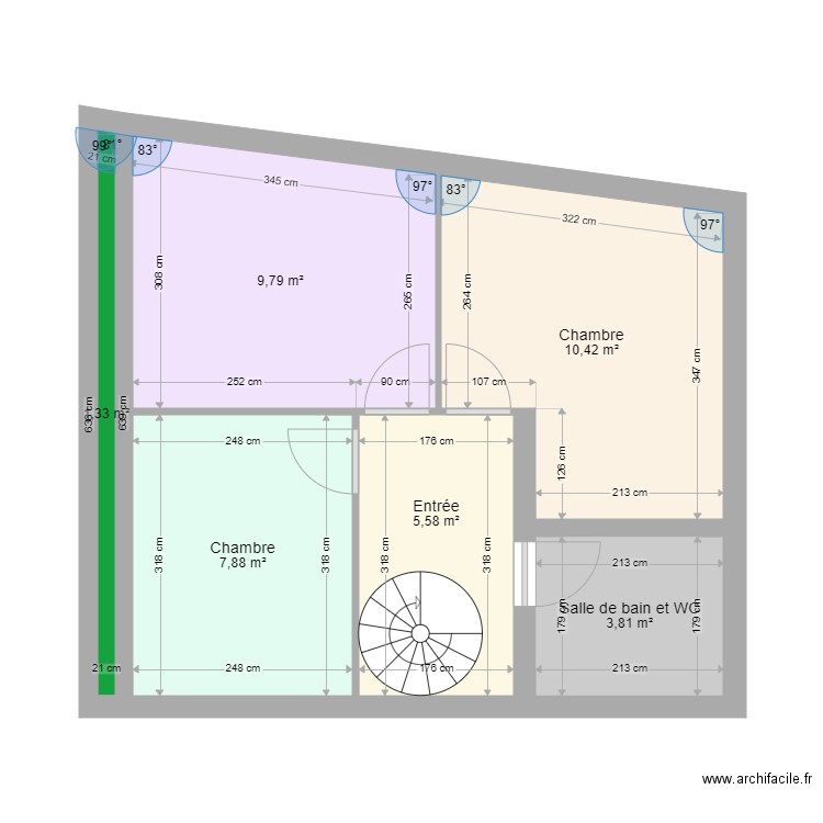 MOUBONDY COM. Plan de 6 pièces et 39 m2