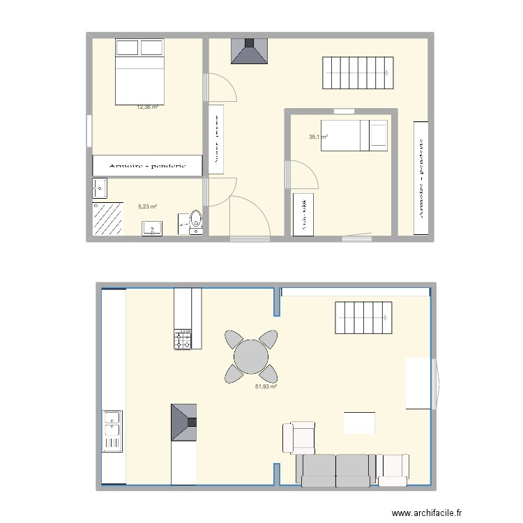 PLAN GRANGE 2. Plan de 4 pièces et 105 m2