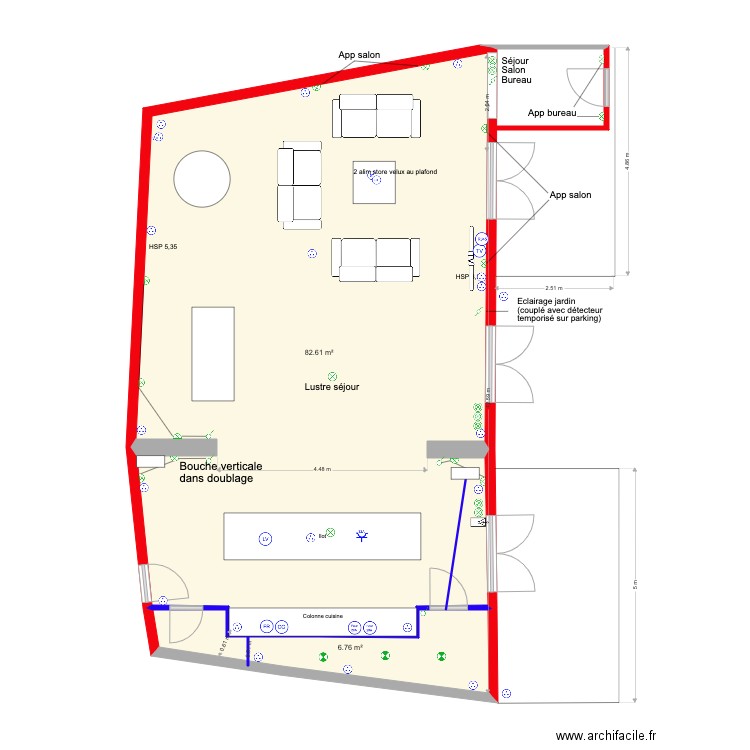 Doublage et cloisons Volume jour. Plan de 0 pièce et 0 m2
