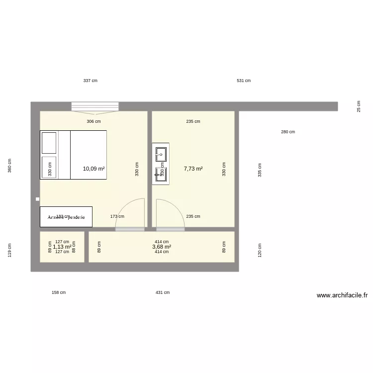 Chambre positionnement de la porte 1. Plan de 