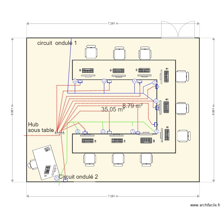circuit elec formation. Plan de 2 pièces et 53 m2