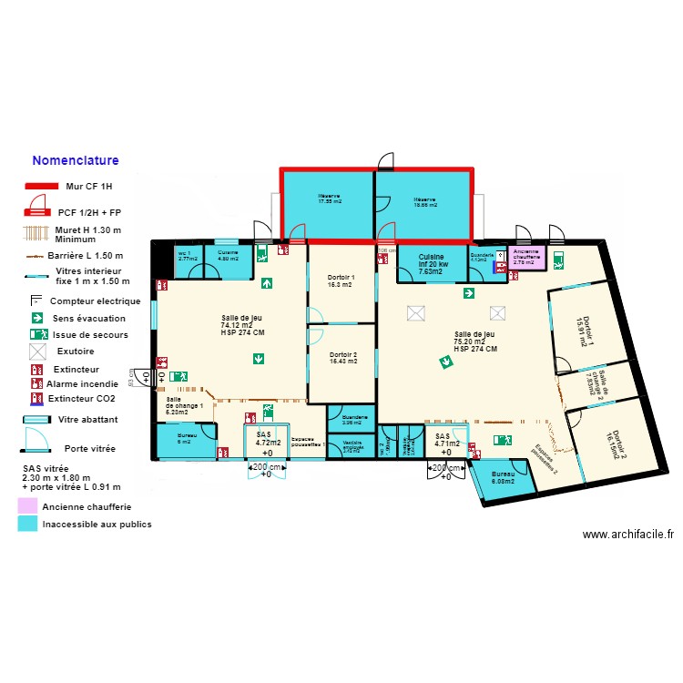 A pas d ourson 3 après projet FACES. Plan de 24 pièces et 335 m2