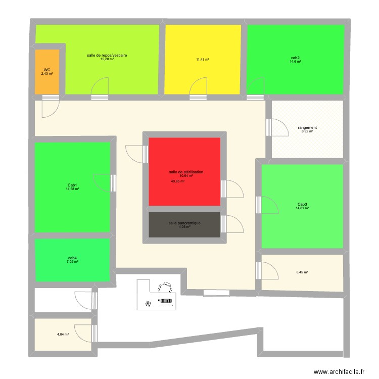 plan cab. Plan de 13 pièces et 175 m2