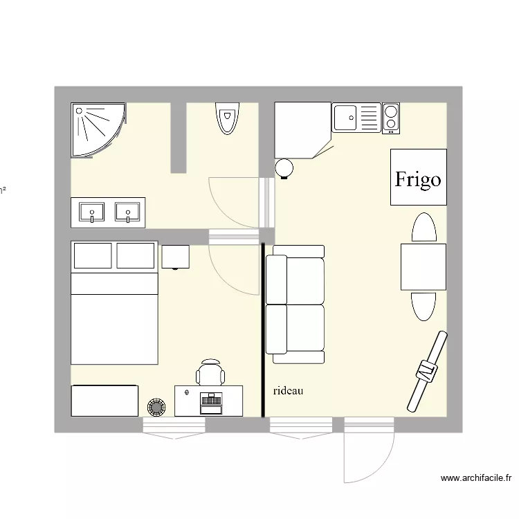Studio 30m2. Plan de 