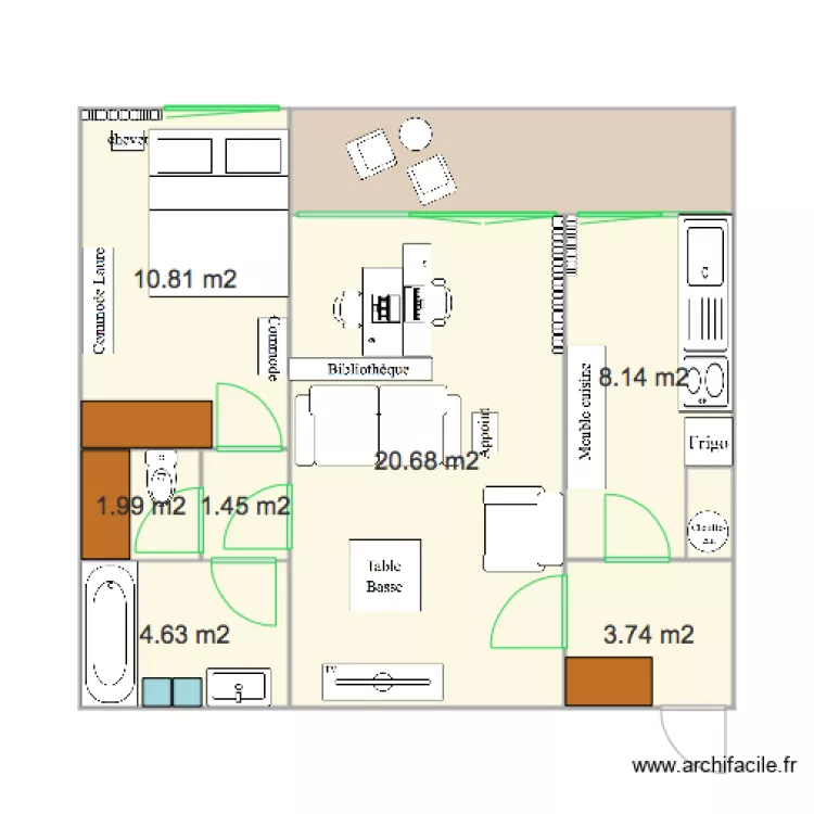 Log 1 Lave linge Cuisine Dante. Plan de 