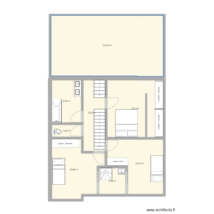 BE-ETAGE_version2. Plan de 8 pièces et 96 m2