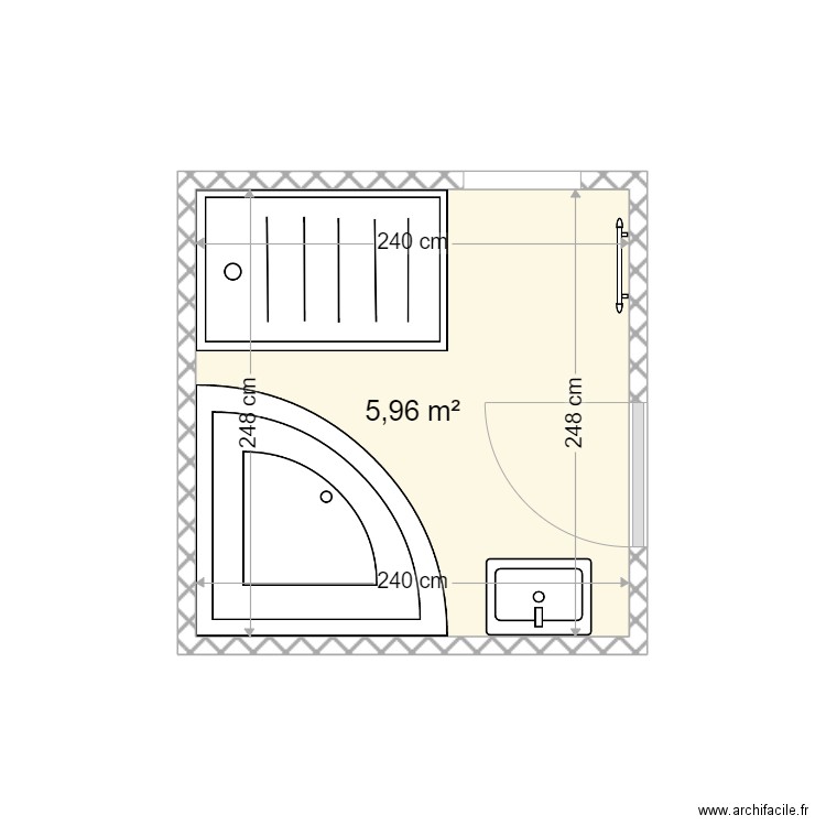 SDB ETAGE. Plan de 1 pièce et 6 m2