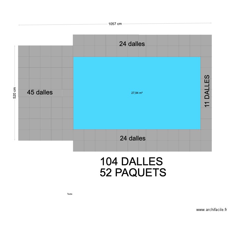 DALLAGE PISCINE. Plan de 1 pièce et 28 m2