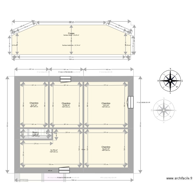 Brebion. Plan de 15 pièces et 145 m2